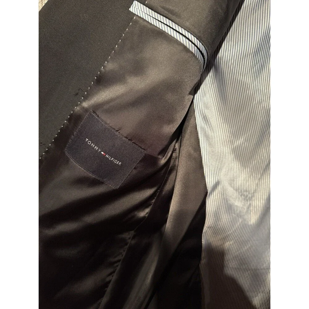 🔥 NEW Mens Tommy Hilfiger Blazer Sports Coat Wool Black 44 R Ships Fast!!!!
